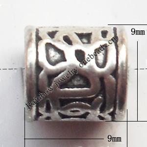 Lead-free Zinc Alloy Jewelry Findings, Tube 9x9mm hole=1.5mm Sold per pkg of 300