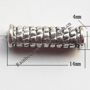 Lead-free Zinc Alloy Jewelry Findings, Tube 14x4mm hole=2mm Sold per pkg of 1000