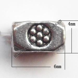 Lead-free Zinc Alloy Jewelry Findings, Tube 6x4mm hole=1.5mm Sold per pkg of 2000