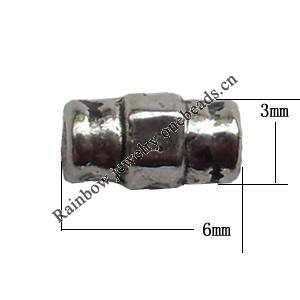 Lead-free Zinc Alloy Jewelry Findings, Tube 6x3mm hole=1mm Sold per pkg of 4000