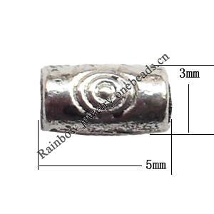 Lead-free Zinc Alloy Jewelry Findings, Tube 3x5mm hole=1mm Sold per pkg of 6000