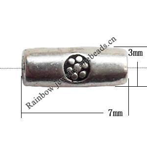 Lead-free Zinc Alloy Jewelry Findings, Tube 7x3mm hole=1mm Sold per pkg of 5000
