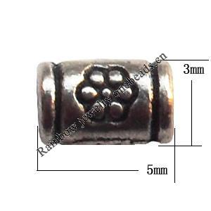 Lead-free Zinc Alloy Jewelry Findings, Tube 5x3mm hole=1mm Sold per pkg of 5000