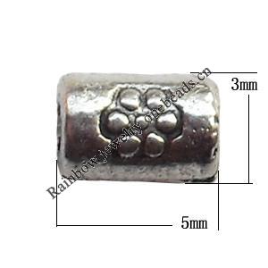 Lead-free Zinc Alloy Jewelry Findings, Tube 5x3mm hole=1mm Sold per pkg of 4000
