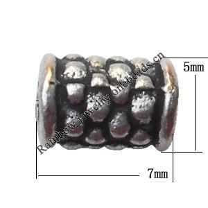 Lead-free Zinc Alloy Jewelry Findings, Tube 7x5mm hole=2mm Sold per pkg of 1000