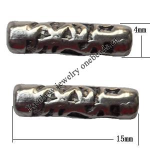 Lead-free Zinc Alloy Jewelry Findings, Tube 4x15mm hole=1mm Sold per pkg of 800