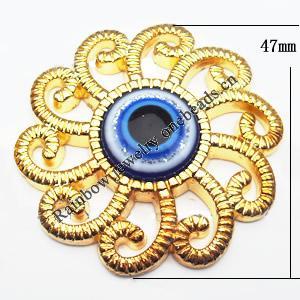 Jewelry findings, CCB plastic Beads with Acrylic Beads, Flower 47mm, Sold By Bag