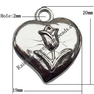 Jewelry findings, CCB plastic Pendant, Heart 19x20mm, Sold By Bag