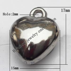 Jewelry findings, CCB plastic Pendant, heart 15x17mm, Sold By Bag