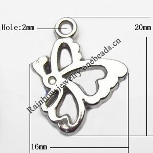 Jewelry findings, CCB plastic Pendant, Butterfly 16x22mm, Sold By Bag