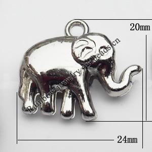 Jewelry findings, CCB plastic Pendant, Elephant 20x24mm, Sold By Bag