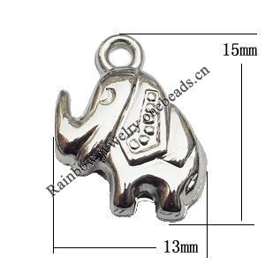 Jewelry findings, CCB plastic Pendant, Elephant 15x13mm, Sold By Bag