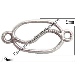 Connector Lead-Free Zinc Alloy Jewelry Findings 9x19mm hole=1mm Sold per pkg of 1000