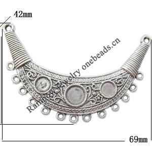 Connector Lead-Free Zinc Alloy Jewelry Findings，69x42mm big hole=2mm,small hole=1mm Sold per pkg of 50