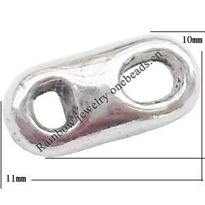 Connector Lead-Free Zinc Alloy Jewelry Findings 11x10mm big hole=2mm,small hole=1mm Sold per pkg of 400
