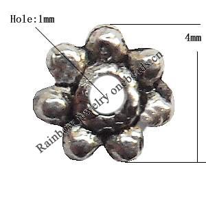 Spacer  Lead-Free Zinc Alloy Jewelry Findings，4mm hole=1mm Sold per pkg of 10000