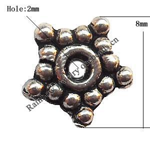 Spacer  Lead-Free Zinc Alloy Jewelry Findings，8mm hole=2mm Sold per pkg of 3000