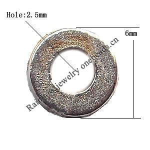 Spacer  Lead-Free Zinc Alloy Jewelry Findings，6mm hole=2.5mm Sold per pkg of 8000