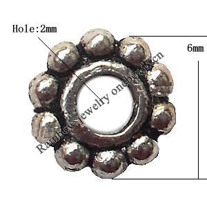 Spacer  Lead-Free Zinc Alloy Jewelry Findings，6mm hole=2mm Sold per pkg of 4000