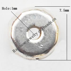 Spacer  Lead-Free Zinc Alloy Jewelry Findings，7.5mm hole=1mm Sold per pkg of 1500