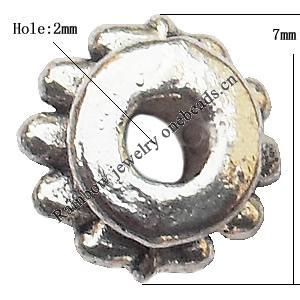 Spacer  Lead-Free Zinc Alloy Jewelry Findings，4x7mm hole=2mm Sold per pkg of 1500