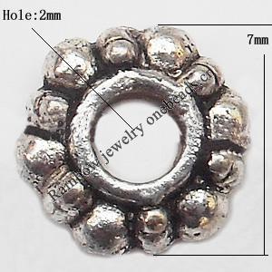 Spacer  Lead-Free Zinc Alloy Jewelry Findings，7mm hole=2mm Sold per pkg of 2000