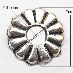 Spacer  Lead-Free Zinc Alloy Jewelry Findings，7mm hole=2mm Sold per pkg of 2000