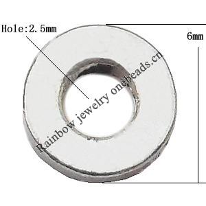 Spacer  Lead-Free Zinc Alloy Jewelry Findings，6mm hole=3mm Sold per pkg of 3000