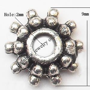 Spacer  Lead-Free Zinc Alloy Jewelry Findings，9mm hole=2mm Sold per pkg of 1500