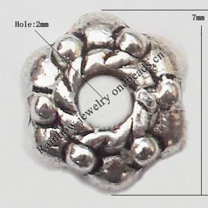 Spacer  Lead-Free Zinc Alloy Jewelry Findings，7mm hole=2mm Sold per pkg of 1000