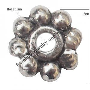 Spacer  Lead-Free Zinc Alloy Jewelry Findings，6mm hole=1mm Sold per pkg of 3000