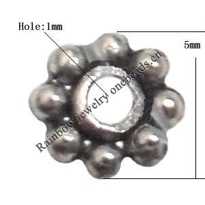 Spacer  Lead-Free Zinc Alloy Jewelry Findings，5mm hole=1mm Sold per pkg of 6000