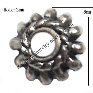 Spacer  Lead-Free Zinc Alloy Jewelry Findings，8x4mm hole=2mm Sold per pkg of 1000