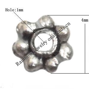 Spacer  Lead-Free Zinc Alloy Jewelry Findings，4x1mm hole=1mm Sold per pkg of 10000