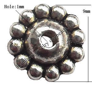 Spacer  Lead-Free Zinc Alloy Jewelry Findings，9mm hole=1mm Sold per pkg of 1000