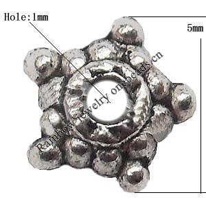 Spacer  Lead-Free Zinc Alloy Jewelry Findings，5mm hole=1mm Sold per pkg of 7000