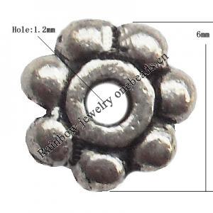 Spacer  Lead-Free Zinc Alloy Jewelry Findings，6x2mm hole=1.2mm Sold per pkg of 4000