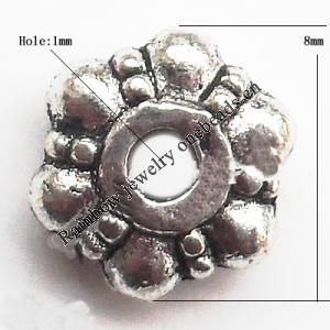 Spacer  Lead-Free Zinc Alloy Jewelry Findings，8x3mm hole=1mm Sold per pkg of 2000