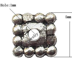 Spacer  Lead-Free Zinc Alloy Jewelry Findings，5mm hole=1mm Sold per pkg of 6000