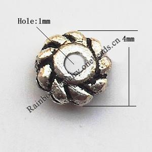 Spacer  Lead-Free Zinc Alloy Jewelry Findings，4mm hole=1mm Sold per pkg of 10000