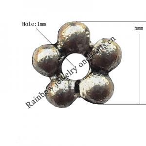 Spacer  Lead-Free Zinc Alloy Jewelry Findings，5mm hole=1mm Sold per pkg of 10000