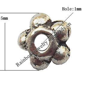 Spacer  Lead-Free Zinc Alloy Jewelry Findings，5mm hole=1mm Sold per pkg of 5000