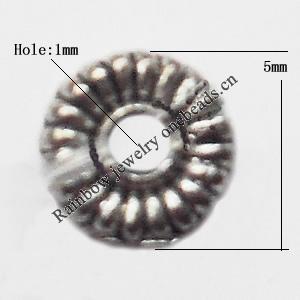 Spacer  Lead-Free Zinc Alloy Jewelry Findings，5mm hole=1mm Sold per pkg of 8000