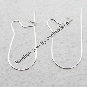 Nickel-free & Lead-free Copper Earring Hook, Silver color 25x12mm Sold by Group ( Stock: 1 Group )