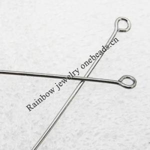 Iron Jewelry Eyepins Nickel-free & Lead-free Plumbum black 50mm, Sold by Group ( Stock: 1 Group )