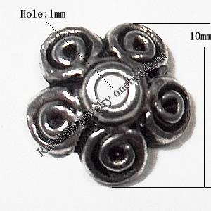Bead cap Zinc alloy Jewelry Finding Lead-Free 10mm hole=1mm Sold per pkg of 1000