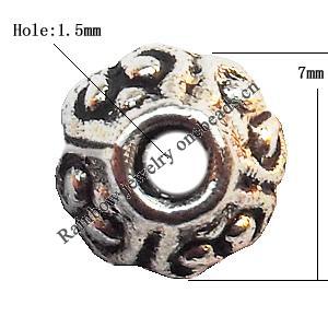 Bead cap Zinc alloy Jewelry Finding Lead-Free 7x4mm hole=1.5mm Sold per pkg of 3000