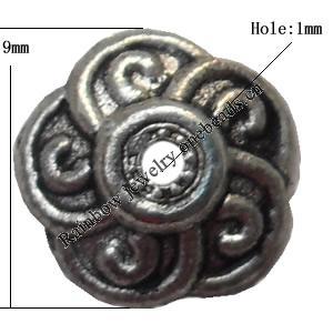 Bead cap Zinc alloy Jewelry Finding Lead-Free 9mm hole=1mm Sold per pkg of 2000