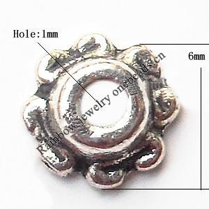 Bead cap Zinc alloy Jewelry Finding Lead-Free 6x6mm hole=1mm Sold per pkg of 3000