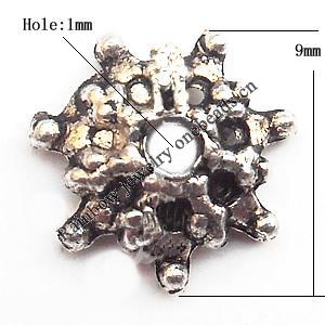 Bead cap Zinc alloy Jewelry Finding Lead-Free 9mm hole=1mm Sold per pkg of 2000